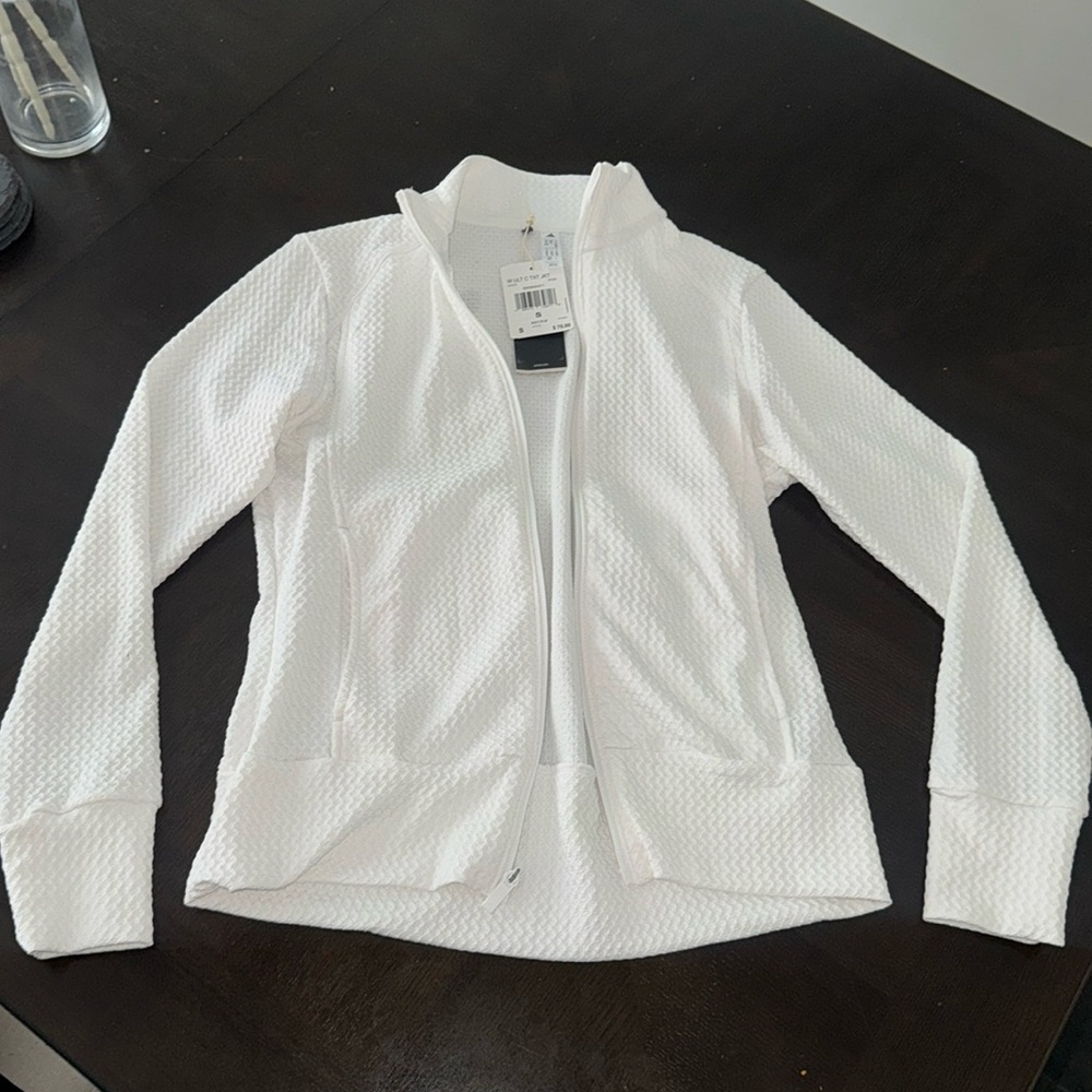 NWT Adidas zip up white jacket size small